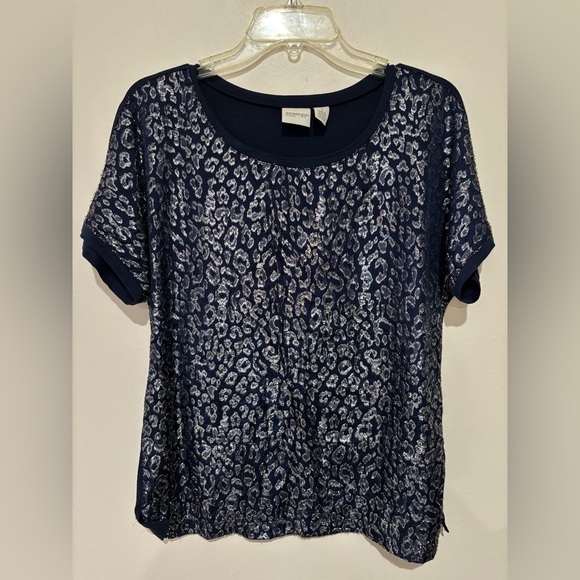 Chico's Tops - Chico’s Metallic Animal Print Tee